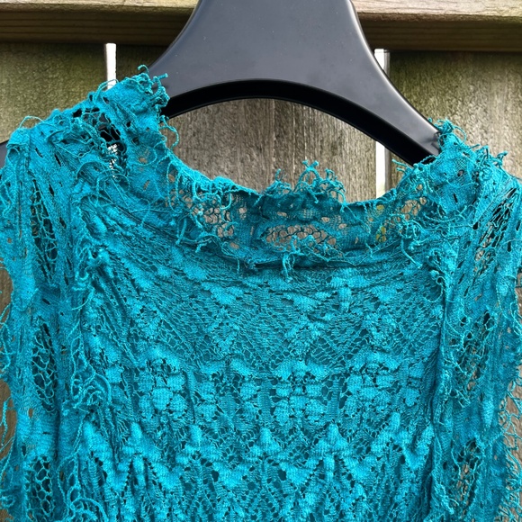 RARE Nightcap Clothing x Free People Teal Lace Maxi Dress Sz 2 | Boho Festival - Picture 14 of 14
